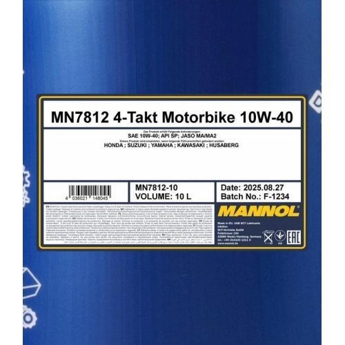 Motor&ouml;l Motoren&ouml;l Mannol 4-Takt Motorbike 10W-40 10 Liter Motorrad MN7812-10