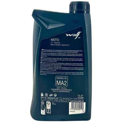 Motor&ouml;l Motoren&ouml;l Wolf Moto 4T 10W-40 4-Takt Motorrad 1 Liter Flasche 1043808