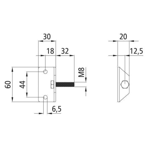 Lagerhalter/Gasfederhalterung, Stahl verzinkt, mit Anschraubplatte Suer 215141201