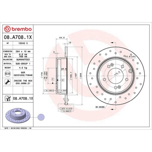 BREMBO Bremsscheibe XTRA LINE - Xtra 08.A708.1X
