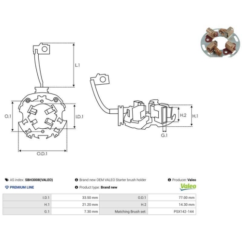 AS-PL Halter, Kohleb&uuml;rsten Valeo SBH3008(VALEO)