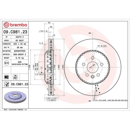 BREMBO Bremsscheibe PRIME LINE - Lightweight 09.C981.23