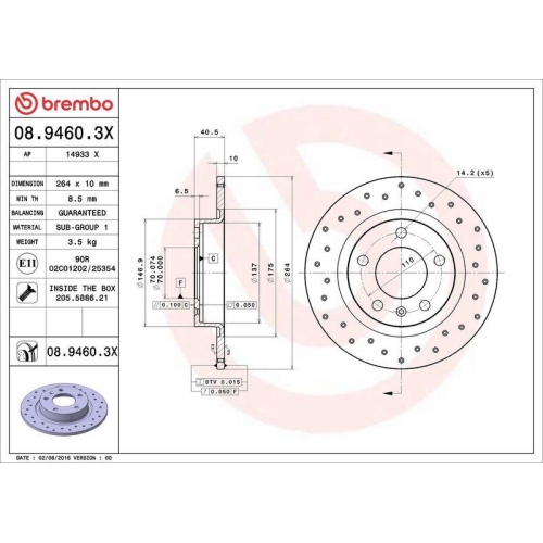 BREMBO Bremsscheibe XTRA LINE - Xtra 08.9460.3X