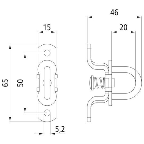 Drehverschluss f&uuml;r Oval&ouml;se 42 x 22 mm, verzinkt Suer 320131127