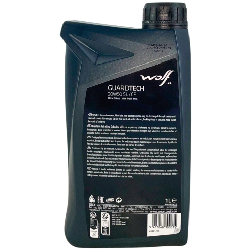 Motor&ouml;l Motoren&ouml;l Wolf GuardTech 20W-50 SL/CF 1 Liter Flasche 8300615