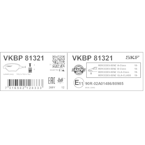 SKF Bremsbelagsatz, Scheibenbremse VKBP 81321