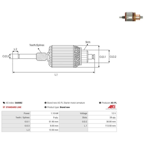 AS-PL Anker, Starter AS SA0082