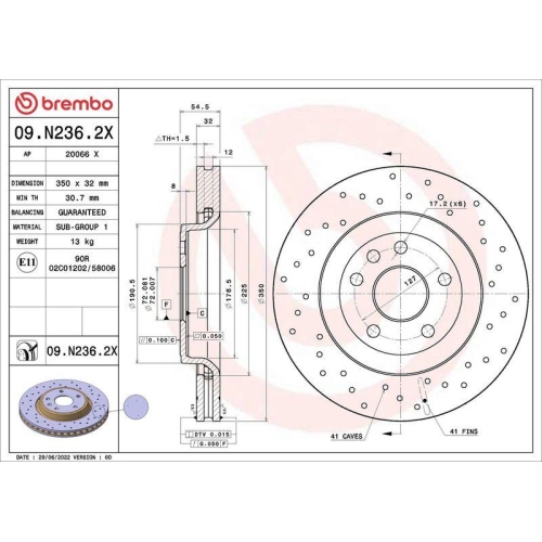 BREMBO Bremsscheibe XTRA LINE - Xtra 09.N236.2X
