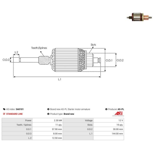 AS-PL Anker, Starter AS SA0101