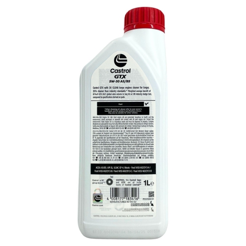 Castrol GTX 5W-30 A5/B5 API SL GF-4 Ford WSS-M2C913-A/-B/-C/-D Motor&ouml;l 1 Liter