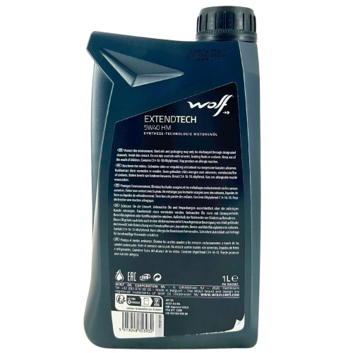 Motor&ouml;l Motoren&ouml;l Wolf ExtendTech 5W-40 HM 1 Liter Flasche 1051957