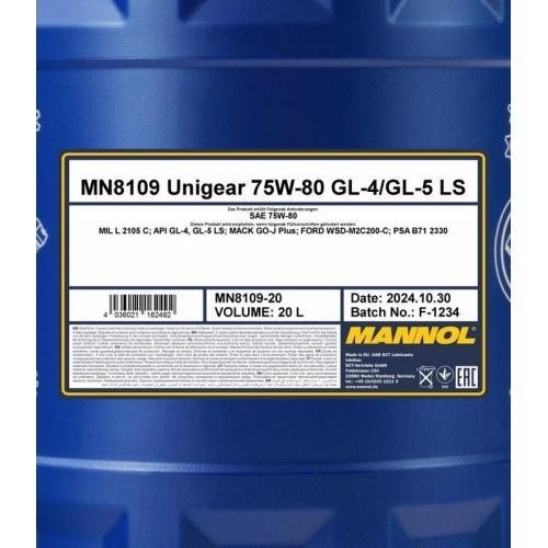 Getriebe&ouml;l Mannol Unigear 75W-80 GL-4/GL-5 LS 20 Liter Kanister MN8109-20