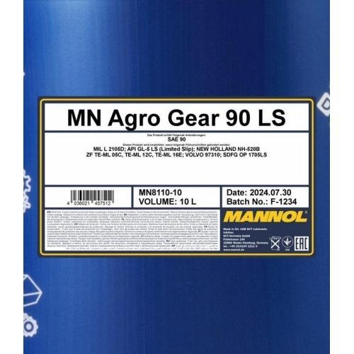 Getriebe&ouml;l Mannol Agro Gear 90 LS 10 Liter Kanister Hypoid API GL-5 MN8110-10