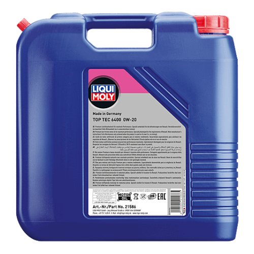 Motoren&ouml;l Motor&ouml;l Top Tec 6400 ACEA C5 0W-20 Liqui Moly 21586 - 20 Liter