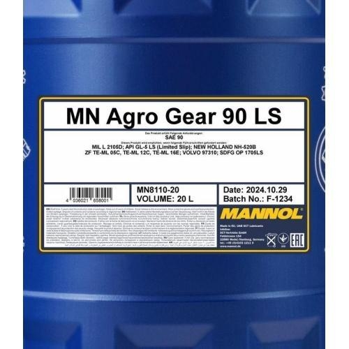 Getriebe&ouml;l Mannol Agro Gear 90 LS 20 Liter Kanister Hypoid API GL-5 MN8110-20
