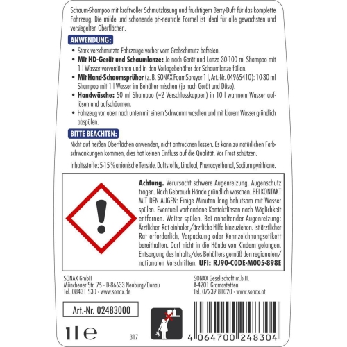 SONAX XTREME RichFoam Schaum-Shampoo Reinigungsschaum Autoshampoo Schmutzlöser