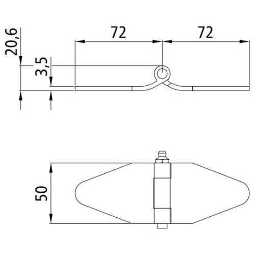 Seitent&uuml;rscharnier, Stahl verzinkt, ohne Bohrung, mit Schmiernippel Suer 340111638