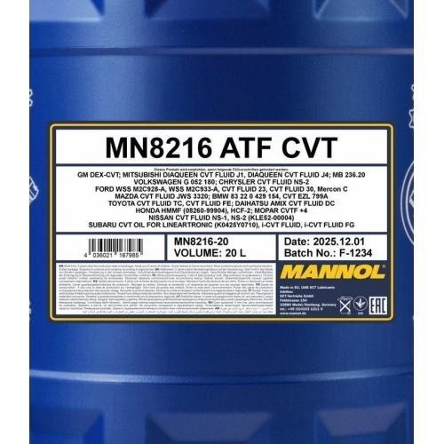 Automatikgetriebe&ouml;l Mannol ATF CVT Getriebe&ouml;l 20 Liter Kanister MN8216-20