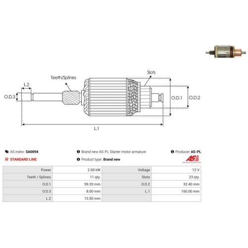 AS-PL Anker, Starter Brandneu AS-PL SA0094