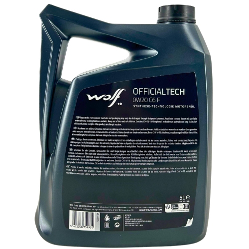Motor&ouml;l Motoren&ouml;l Wolf OfficialTech 0W-20 C6 F 5 Liter Kanister 1051988