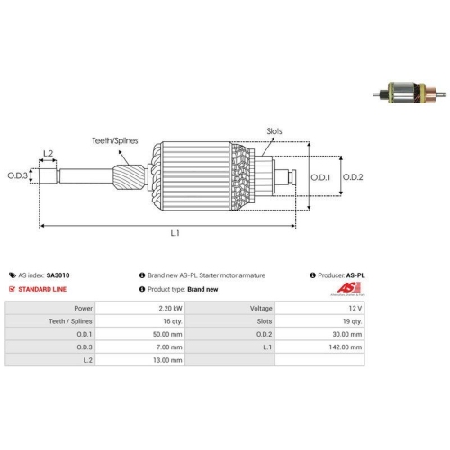 AS-PL Anker, Starter Brandneu AS-PL SA3010