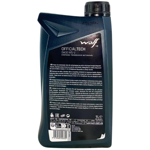 Motor&ouml;l Motoren&ouml;l Wolf OfficialTech 0W-20 MS-V 1 Liter Flasche 1051971