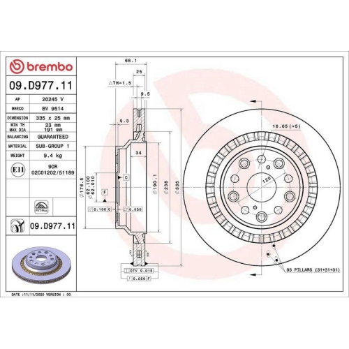 BREMBO Bremsscheibe PRIME LINE - UV Coated 09.D977.11