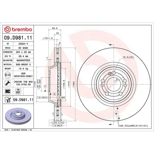 BREMBO Bremsscheibe PRIME LINE - UV Coated 09.D981.11