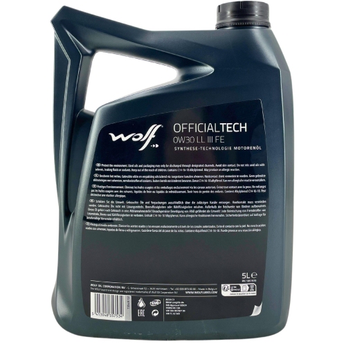 Motor&ouml;l Motoren&ouml;l Wolf OfficialTech 0W-30 LL III FE 5 Liter Kanister 1051975