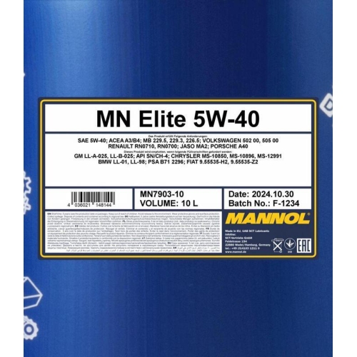 Motor&ouml;l Motoren&ouml;l Mannol Elite 5W-40 10 Liter Kanister MN7903-10