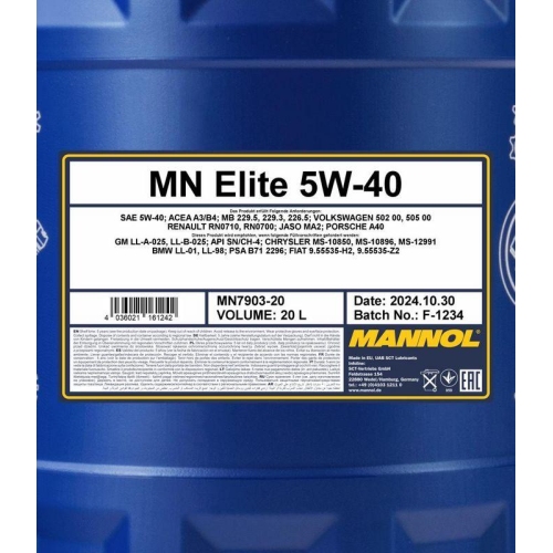 Motor&ouml;l Motoren&ouml;l Mannol Elite 5W-40 20 Liter Kanister MN7903-20