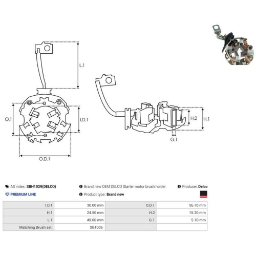 AS-PL Halter, Kohleb&uuml;rsten Delco SBH1029(DELCO)