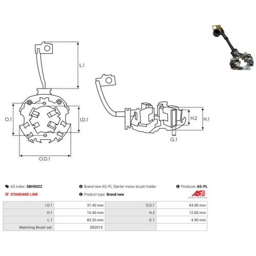 AS-PL Halter, Kohleb&uuml;rsten AS SBH5022