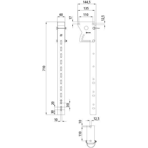 Suer Halter für Seitenanfahrschutz, L 710 mm 380569734