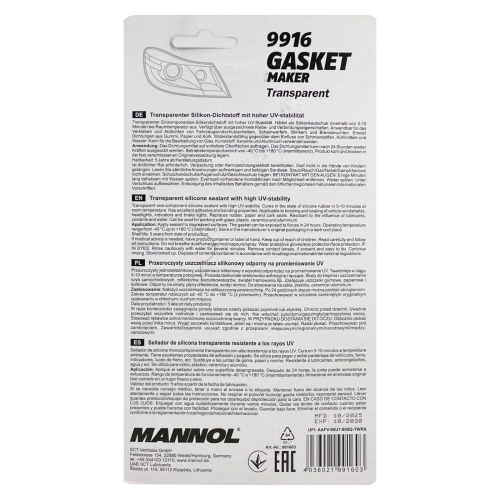 MANNOL 9916 Gasket Maker Transparent Dichtmasse Kleber Scheinwerfer Blinker 85g