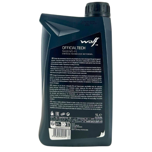 Motor&ouml;l Motoren&ouml;l Wolf OfficialTech 5W-20 MS-FE 1 Liter Flasche 1051968
