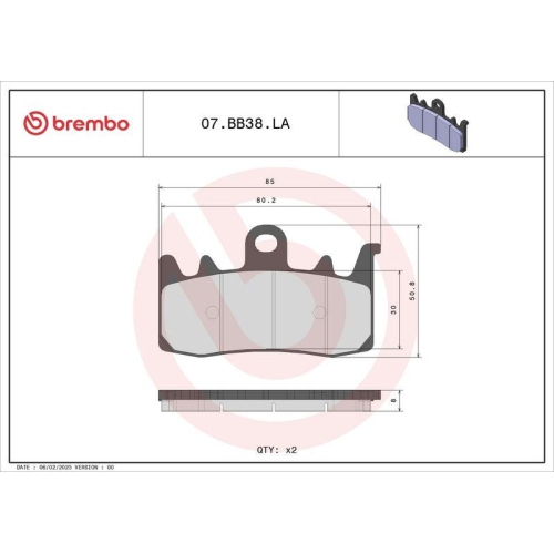 BREMBO Bremsbelagsatz, Scheibenbremse 07BB38LA