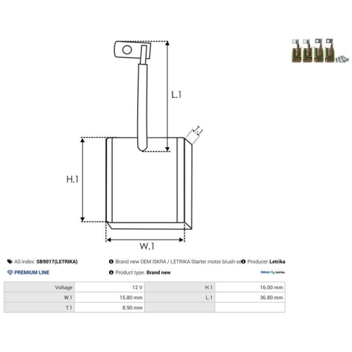 AS-PL Kohleb&uuml;rste, Starter Letrika SB9017(LETRIKA)