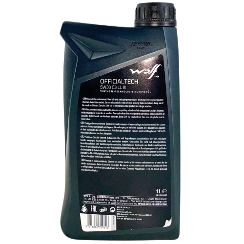 Motor&ouml;l Motoren&ouml;l Wolf OfficialTech 5W-30 C3 LL III 1 Liter Flasche 1051682
