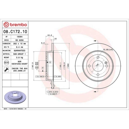 BREMBO Bremsscheibe PRIME LINE 08.C172.10