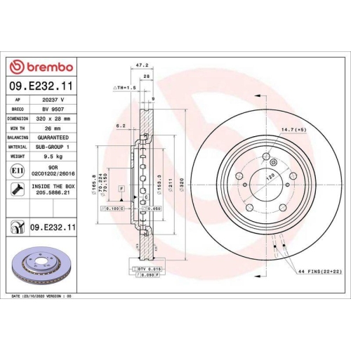 BREMBO Bremsscheibe PRIME LINE - UV Coated 09.E232.11