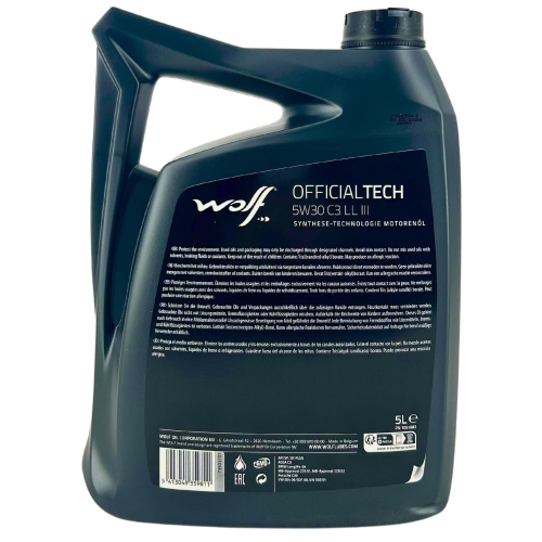 Motor&ouml;l Motoren&ouml;l Wolf OfficialTech 5W-30 C3 LL III 5 Liter Kanister 1051683