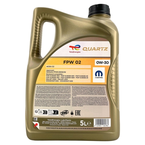 Motor&ouml;l Motoren&ouml;l Total Quartz Mopar FPW02 0W-30 5 Liter Kanister 235889