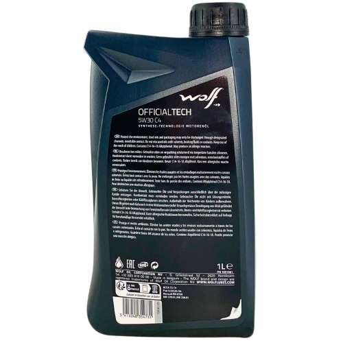 Motor&ouml;l Motoren&ouml;l Wolf OfficialTech 5W-30 C4 1 Liter Flasche 1051961