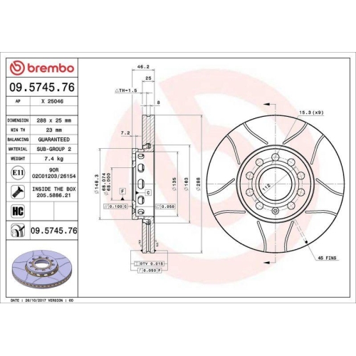 BREMBO Bremsscheibe XTRA LINE - Max 09.5745.76