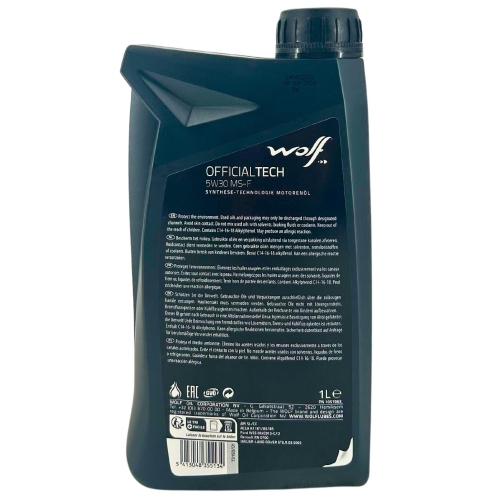 Motor&ouml;l Motoren&ouml;l Wolf OfficialTech 5W-30 MS-F 1 Liter Flasche 1051963
