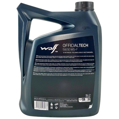 Motor&ouml;l Motoren&ouml;l Wolf OfficialTech 5W-30 MS-F 5 Liter Kanister 1051964