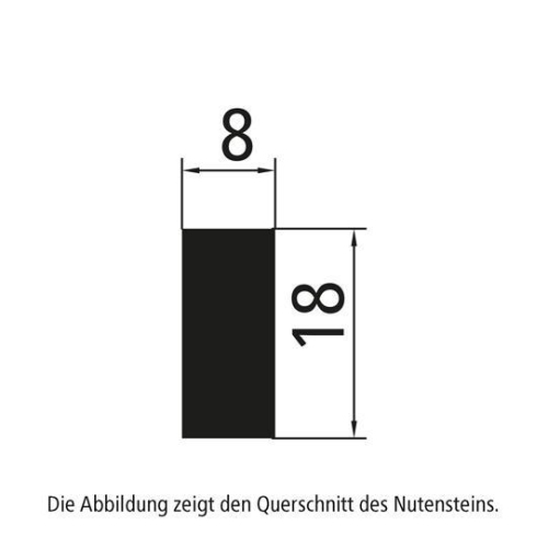 Nutenstein, 40 &times; 18 &times; 8 mm, mit Gewinde M8 &times; 1,25, 591160, verzinkt Suer 500591165