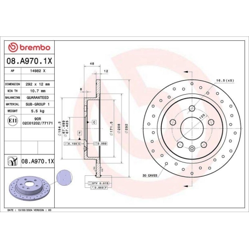 BREMBO Bremsscheibe XTRA LINE - Xtra 08.A970.1X