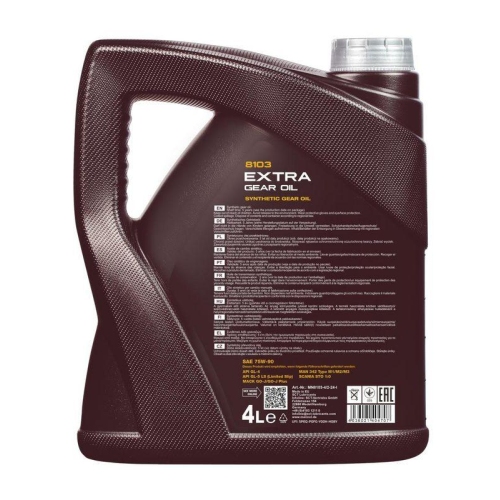 Mannol Extra Gear Oil Getriebe&ouml;l 75W-90 GL-4/GL-5 LS 4 Liter Kanister MN8103-4